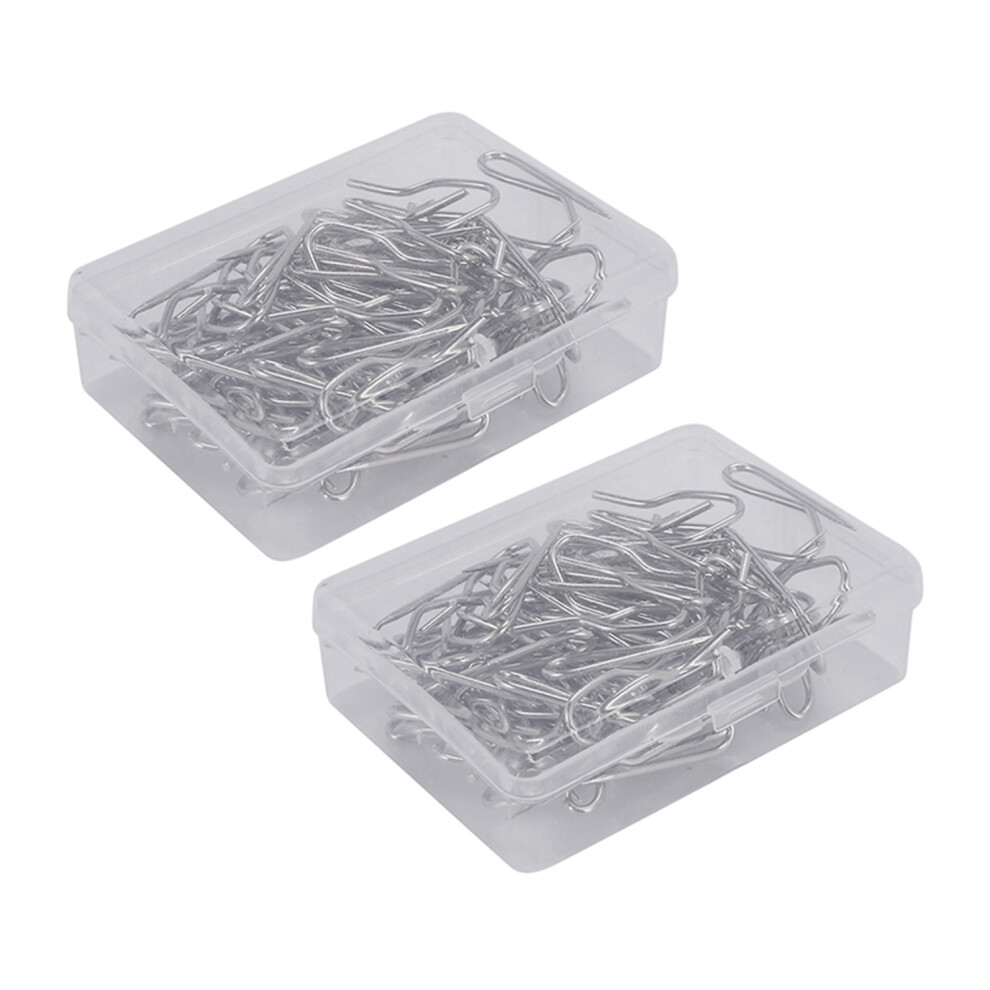 100 Pack Metal Curtain Hooks Drapery Hook Pins With Clear Box For Window Curtain, Door Curtain And Shower Curtain 6033436180057