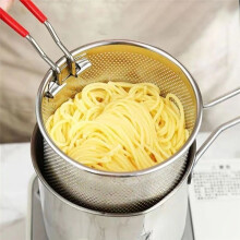Small Frying Pan with Frying Basket Stainless Steel Frying Pan Home Frying Pan with Anti-Scalding Silicone Handle