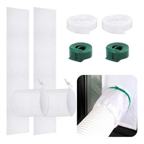 2 Set Portable Ac Window Kit Window Seal for Portable Air Conditioner Adjustable Vent Kit with Drawstring 1