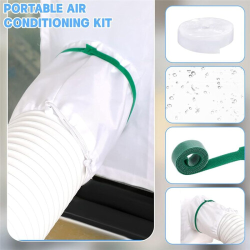 2 Set Portable Ac Window Kit Window Seal for Portable Air Conditioner Adjustable Vent Kit with Drawstring 2