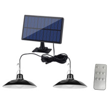 Outdoor Solar Pendant Light with Remote Control Waterproof LED Lamp Double- Chandelier Decorations for Outdoor