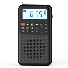 Portable Pocket AM FM Radio MP3 Small Radio with Sleep Timer Rechargeable AM 9K 10K Dual Mode Switching Black