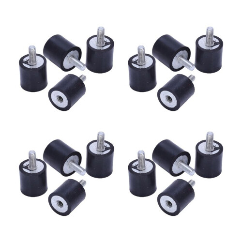 16Pcs M4 Outside Inside Anti Vibration Rubber Buffer Insulator Attachment 15mmx15mm
