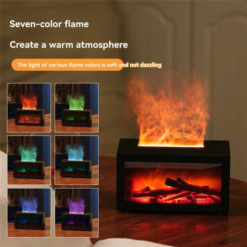 Air Humidifier Essential Fragrance Diffuser with Night Light Retro Fireplace Humidifier Flame Humidifier Aroma Diffuser 1