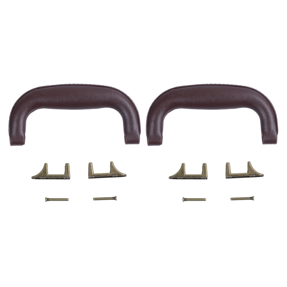 2X Leather Guitar Musical Instrument Box Luggage Toolbox Trolley Case Handle Brown 4711112980505