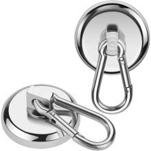 Heavy Duty Magnetic Hooks, Super Strong 60lb Magnet Hooks with Removable Carabiner Hook, Declutter Space in Your Kitchen, Bathroom, and Office (2 Pack
