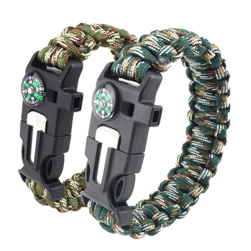 Ρυθμιζόμενο βραχιόλι Survival Paracord Tactical, κιτ εξοπλισμού κατασκήνωσης με