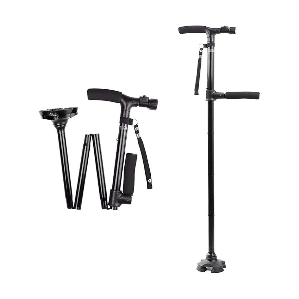 Portable Companion: Folding Walking Cane, Ergonomic Design Assures Enhanced Palm Comfort, Adjustable From 81.3Cm To 94Cm, Supports Upto 250 Pounds, Fo