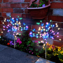 Luzes solares inovadoras com efeito de fogos de artifício, decoração criativa para exteriores com fios de cobre flexíveis para caminhos, pátios