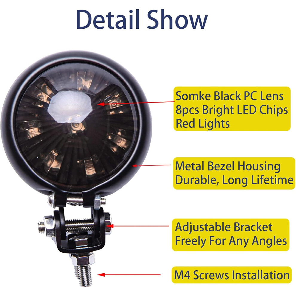 Eagle-Eye Led Motorcycle Tail Waterproof Design Flush Mount Lamp For Harley Chopper Bobber Cafe Racer Motorcycle Smoke Light/Black 9169997250452