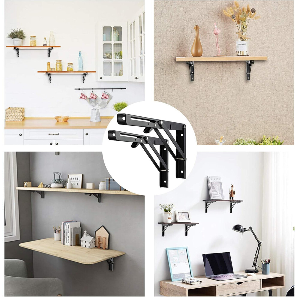Folding Shelf Brackets For Multi-Purpose Functions, Easy To Install Floating Wall Mounted Collapsible Shelf Bracket For Space Saving Diy Projects 9169997250087