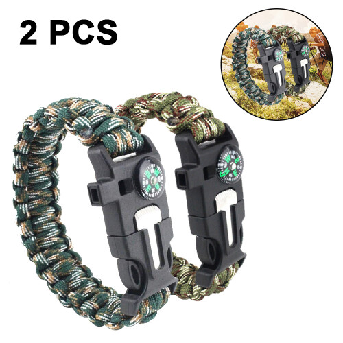 Ρυθμιζόμενο βραχιόλι Survival Paracord Tactical, κιτ εξοπλισμού κατασκήνωσης με 1
