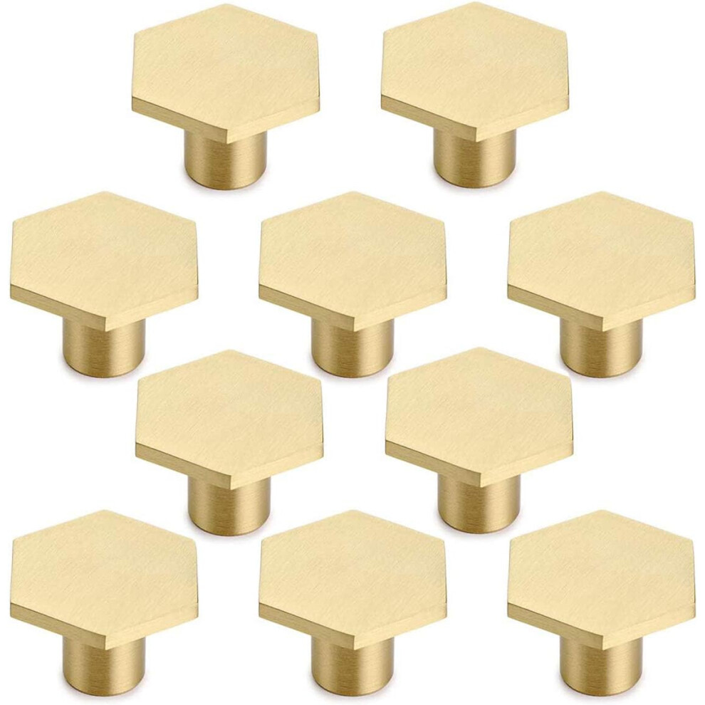 Solid Brass Knob With Hexagon Style, Solid Construction Cabinet Hardware Drawer Handle, Heavy Solid Brass Beautifully Machined, No Additional 9340258616433