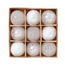 Radiant Glitter Christmas Ball Ornaments, Shatterproof Hanging Decoration For Christmas Tree, Weddings & Parties (9 Pieces, Yellow, Red, White)