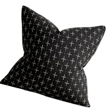 Housse de coussin en lin et coton, durable, pour décoration-Noir