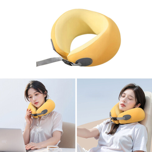 Soft Plushes Neck Cushions with U Shape Neck-Gray storage bag 2