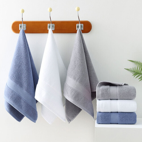 Serviette absorbante en coton, serviette à main-Gris clair 35x74 2