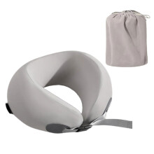 Soft Plushes Neck Cushions with U Shape Neck-Gray storage bag