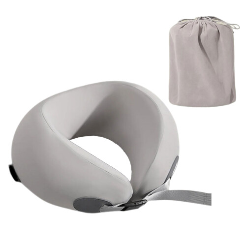 Soft Plushes Neck Cushions with U Shape Neck-Gray storage bag