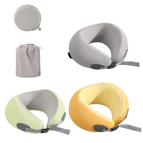 Soft Plushes Neck Cushions with U Shape Neck-Gray storage bag 1