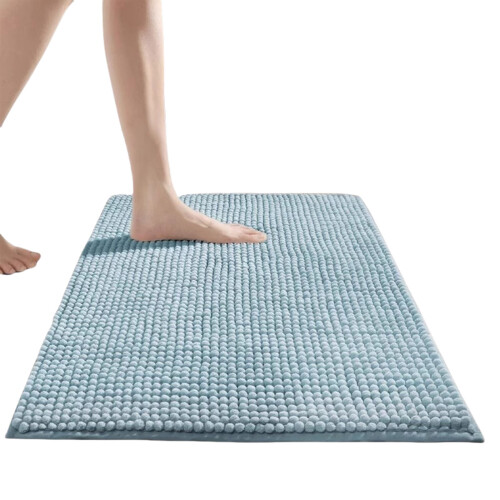 Absorbent Chenilles Bath Mat for Safe and-Haze blue 40cmx60cm