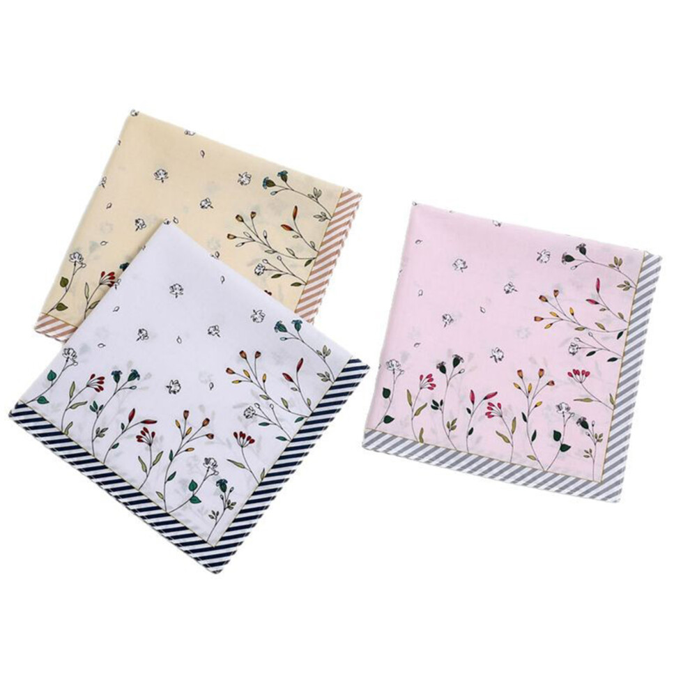 1PC Cotton Handkerchief Women Hankies Printing Flower-D