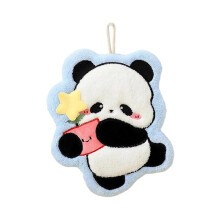 Playful Cartoon Panda Hanging Towel Coral-Blue Star Blue Star