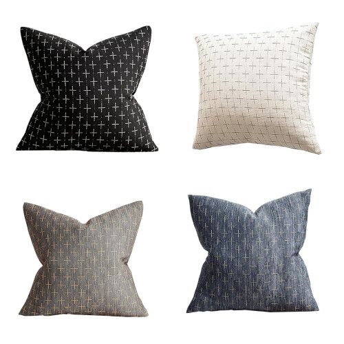Housse de coussin élégante en coton et lin, taie-Blanc 1
