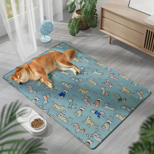 Ice Silk Cooling Mat Keep Pet Cool Pad Blanket-Cat Park Grey C 1