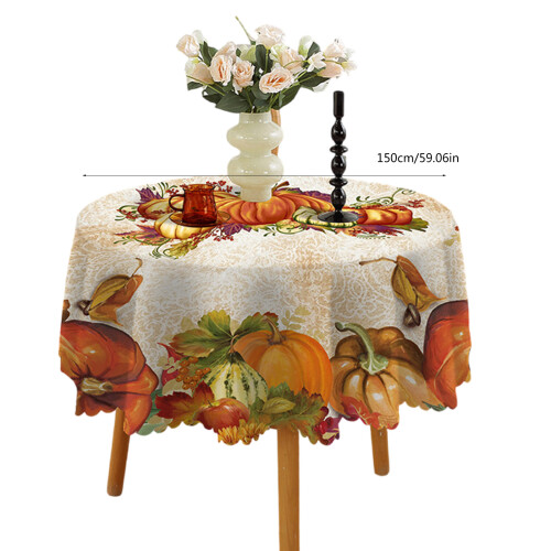 Elegant 150cm Round Tablecloth with Autumn Theme for-Pattern 7 2
