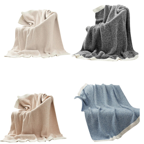 Warm Knitted Blanket Winter Autumn Blankets Double Side-Beigea 1