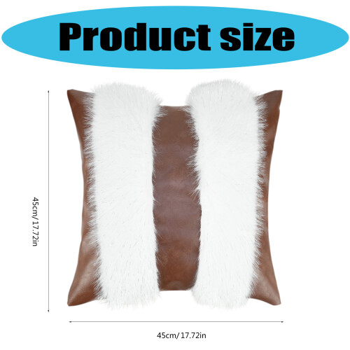 Warm Embraces PU Leather Splicing Plush Pillow Cover Soft 2