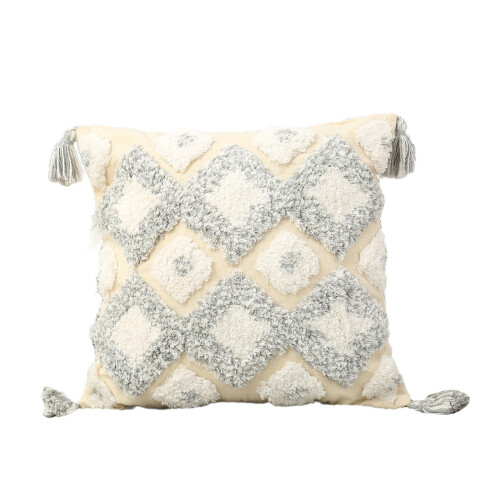 Housses d'oreiller à pompons-45x45cm Diamant gris clair g