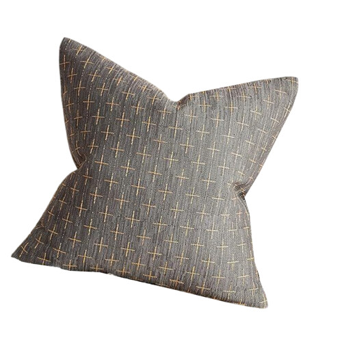 Housse de coussin décorative, taie d'oreiller en lin épais-gris