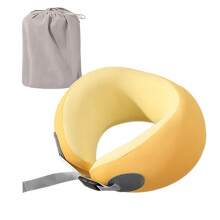 Oreiller cervical en forme de U en mousse-Sac de rangement jaune