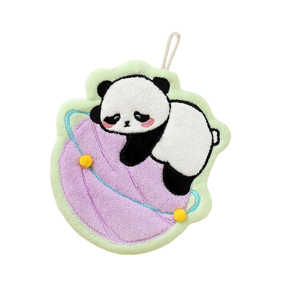 Fun Panda Hanging Towel Velvet Fabric Strong- Planet Coral/Green