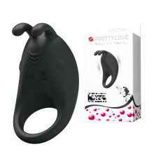 (Black) Male Vibrating Ring, Silicone Sheath, Rechargeable
