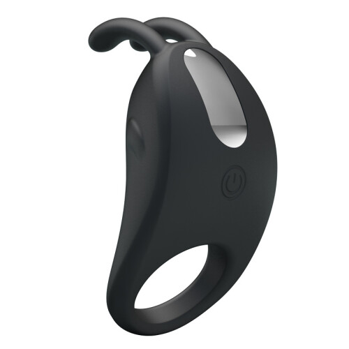 (Black) Male Vibrating Ring, Silicone Sheath, Rechargeable 1