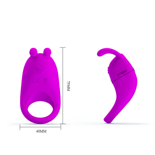 (Black) Male Vibrating Ring, Silicone Sheath, Rechargeable 2
