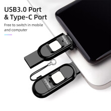 256GB Dual-Port Type-C USB 3.0 Fingerabdruck-USB-Stick, Zinklegierung