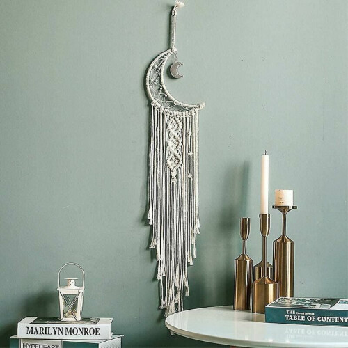 Boho Macrame Woven Dream Catcher, Handmade Protection From Bad Dreams For Rustic Interior Decor 1