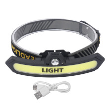 USB-wiederaufladbare Stirnlampe mit induktiver Steuerung, verstellbarem Winkel, 6 Leuchtmodi, COB-LED-Stirnlampe für Camping, Outdoor-Aktivitäten