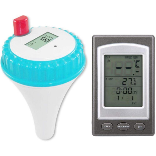 Pool Thermometer with Floating Function, Solar Powered & Easy-to-Read Screen for Quick Updates, High Accuracy & Wide Measuring Range (-20C to