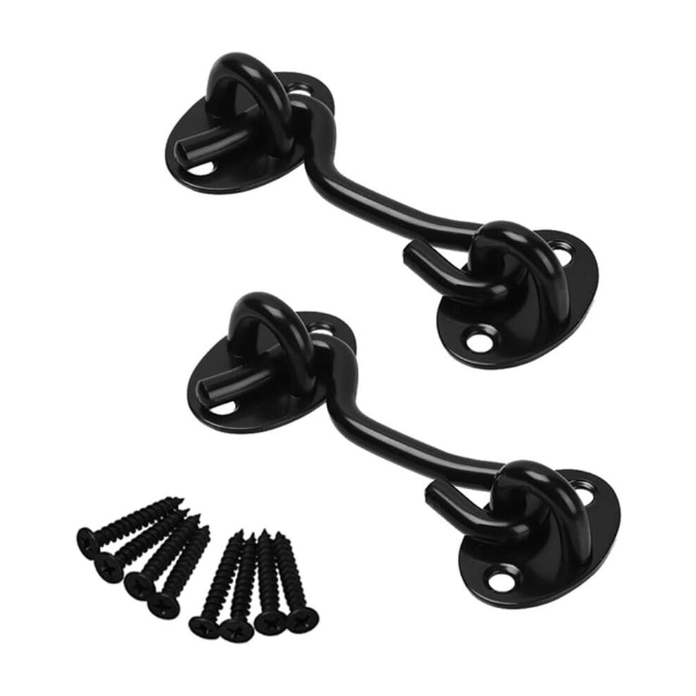 Durable Powder Coating Privacy Hook, Solid Iron Construction Barn Door Lock, Wind-Proof Silent Holders For Closet Doors, Pocket Doors (2Pcs) 9433291723630