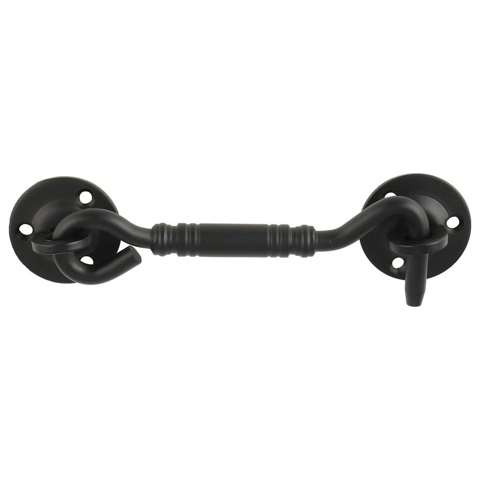 Rust Proof Cabin Hook And Eye Latch, Solid Materials And Powder Coat Finish For Privacy Lock, 110Mm Long Matt Black Finished Stainless Steel Latches 9340959571864