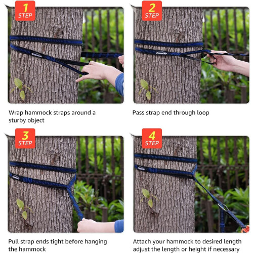 Adventure-Ready Hammock Straps, Heavy Duty, Adjustable Length, Easy Setup for Outdoor Adventures, Durable Polyester Material, Multipurpose Use for 2