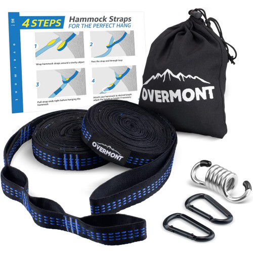 Adventure-Ready Hammock Straps, Heavy Duty, Adjustable Length, Easy Setup for Outdoor Adventures, Durable Polyester Material, Multipurpose Use for 1