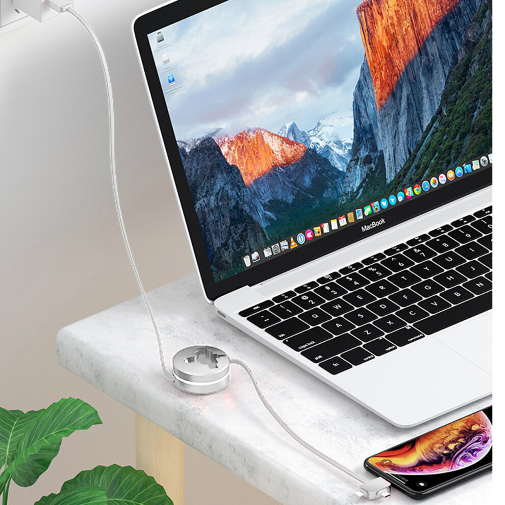 Retractable Charging Cable, Universal Compatibility, 3 In 1 Multi Charger For Android, Type-C, Micro Usb, Fast Charging And Data Sync, 3.3Ft, Macaron 9169997251411