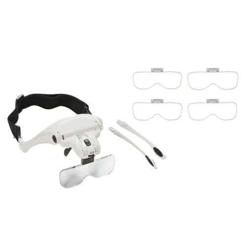 Stirnbandlupe mit 5 Linsen, Doppel-LED-Licht, 2