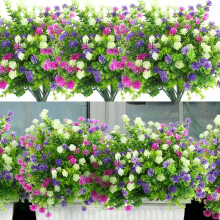 Flores artificiais para exterior, resistentes aos raios UV, plantas de plástico artificiais que não desbotam, para decoração de jardim, varanda,